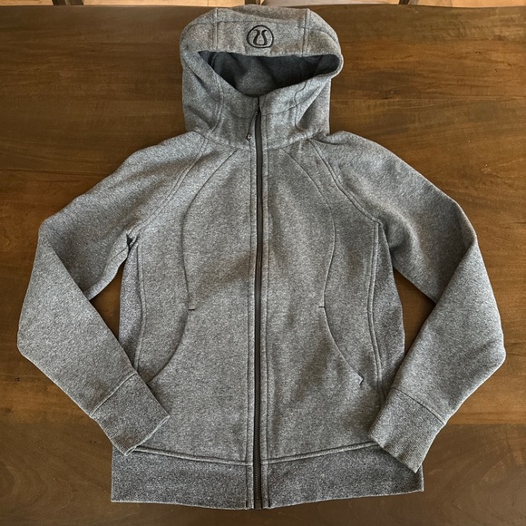 Lululemon Scuba Full Zip Hoodie Size 8 Heathered Dark Gray Fleece Sweatshirt - Picture 1 of 9
